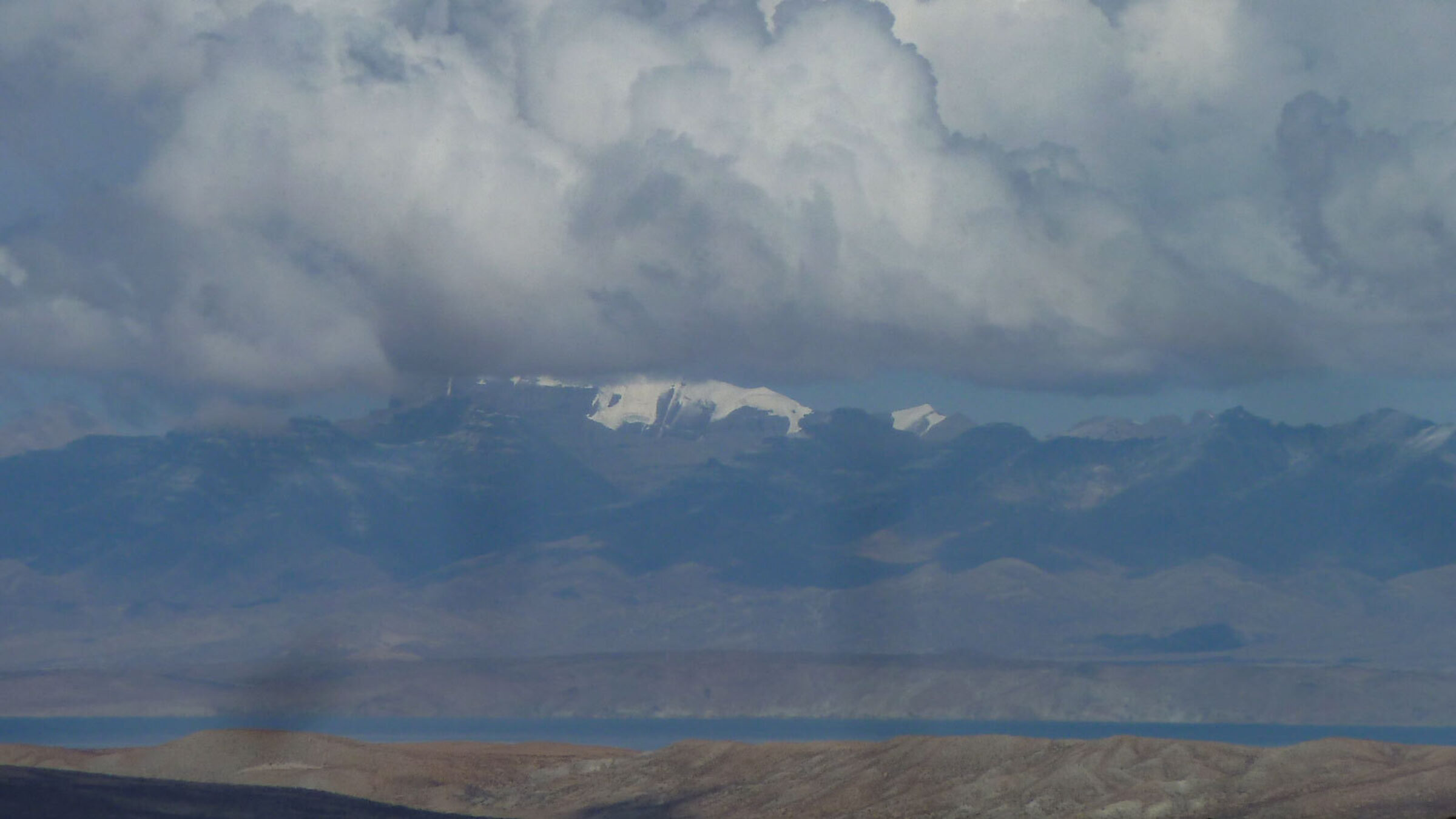 Tibet lake manasarovar and mount kailash view from nepal side limi valley